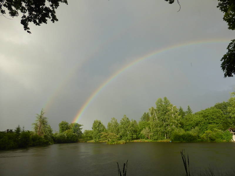 Double rainbow over Woodpecker June 2017 - Fishing Lakes France